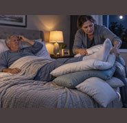Pillows and cushions used for leg elevation